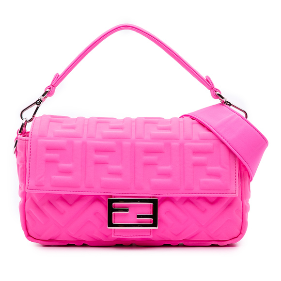Pre-Loved Fendi Medium Embossed Lycra Baguette Satchel - Picture 1 of 12